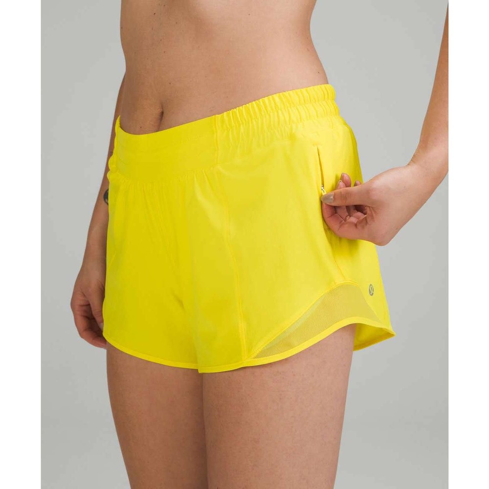 lululemon athletica | Hotty Hot LR 4" Short Lined | Sonic Yellow | 8 | NWT